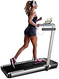 Tapis Roulant Elettrico Pieghevole, 14km/h Tapis Roulant Salvaspazio, 2 in 1 Home Treadmill, Display LCD Multifunzione, 12 Programmi, Telecomando, APP Intelligente (Nero)